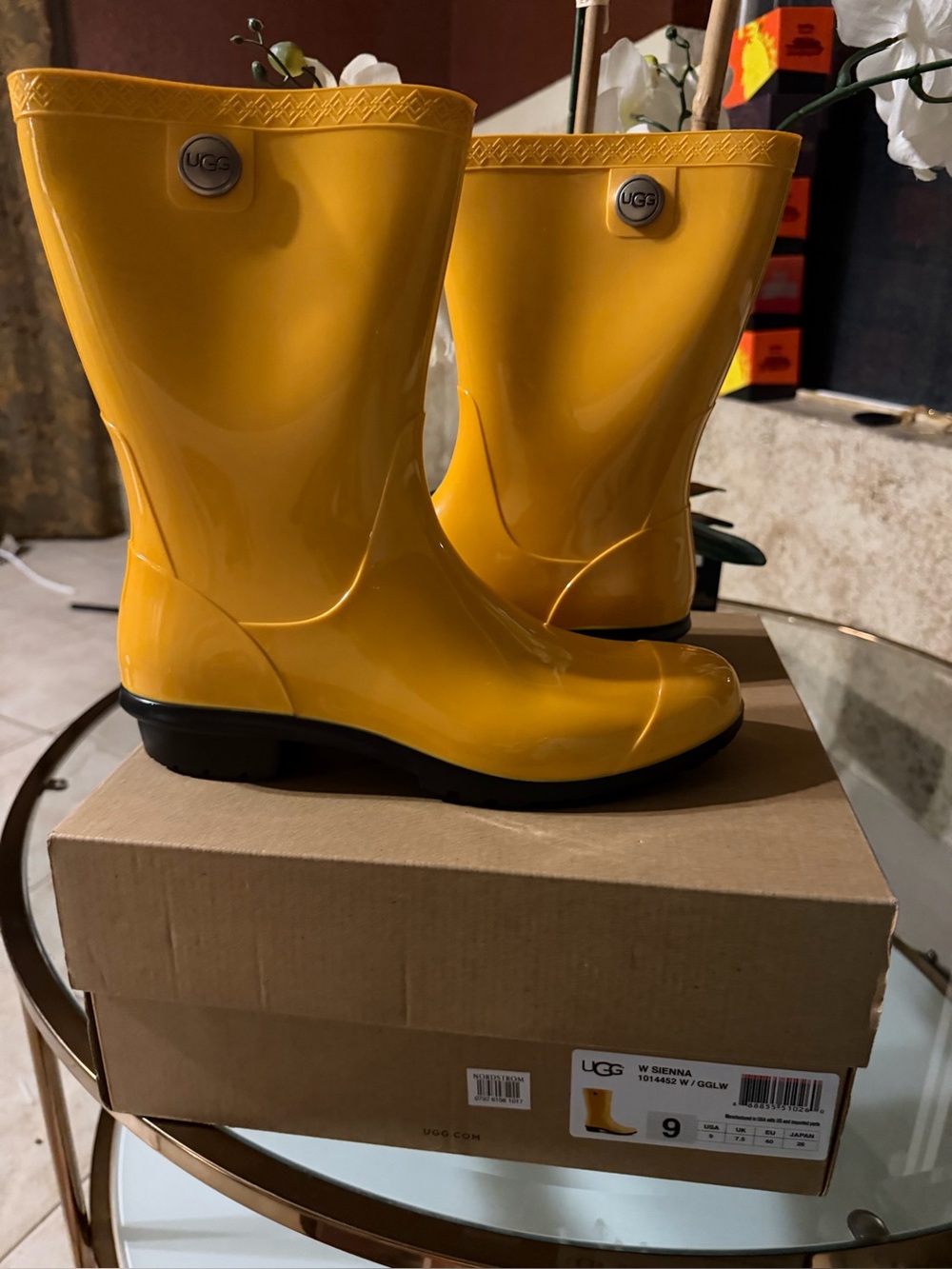 UGG Men's Yellow Glossy Waterproof Rain & Snow Boots